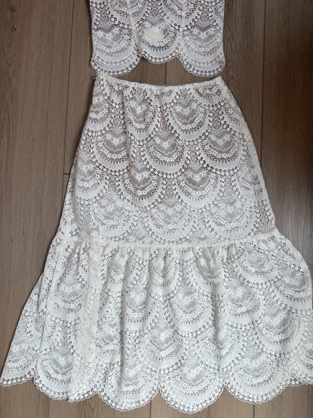 For Love & Lemons White Lace Two-Piece Midi Set - Picture 2 of 5